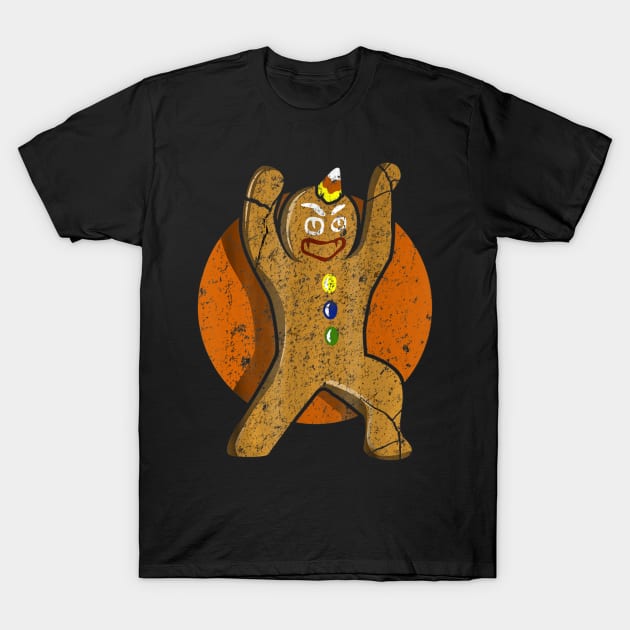 Gingerbread Man Monster Tee Retro Halloween Biscui T-Shirt by klausgaiser